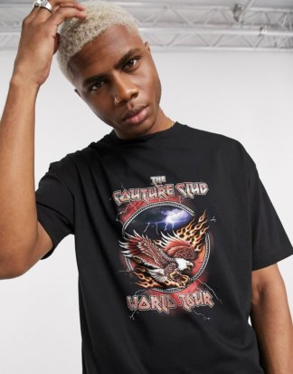 The Couture Club - Übergroßes T-Shirt mit Strassverzierung in verwaschenem Schwarz