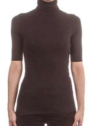 Thom Krom Damen Stehkragen T-shirt schwarz