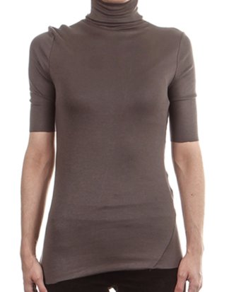Thom Krom Damen Stehkragen T-shirt taupe