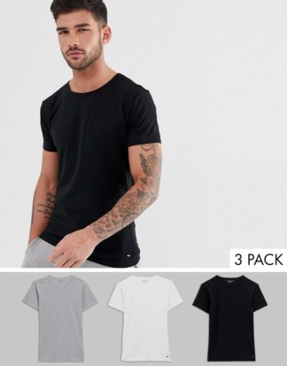 Tommy Hilfiger - 3er Packung Lounge-Stretch-T-Shirts mit Rundhalsausschnitt in normaler Passform-Mehrfarbig