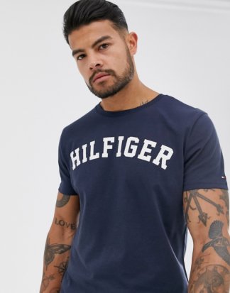 Tommy Hilfiger - Marineblaues Lounge-T-Shirt mit Logo und Rundhalsausschnitt-Navy