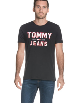 Tommy Hilfiger T-Shirt, Rundhals, gerader Schnitt schwarz