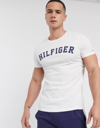 Tommy Hilfiger - Weißes Lounge-T-Shirt mit Logo und Rundhalsausschnitt
