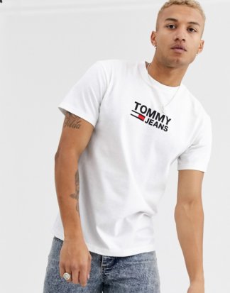 Tommy Jeans - Classics - Weißes T-Shirt mit Flaggenlogo auf der Brust