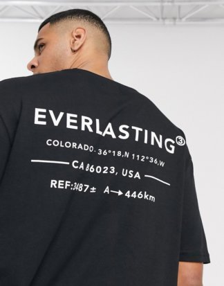 Topman - Schwarzes T-Shirt mit 'Everlasting' Aufdruck