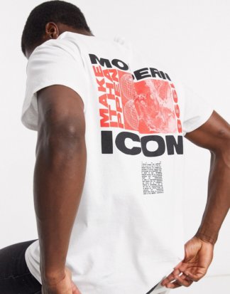 Topman - T-Shirt mit Rücken-Print in Weiß
