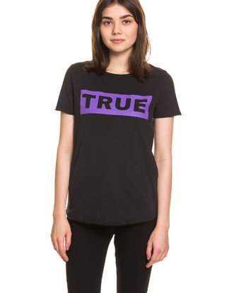 True Religion T-Shirt, Rundhals, gerader Schnitt schwarz