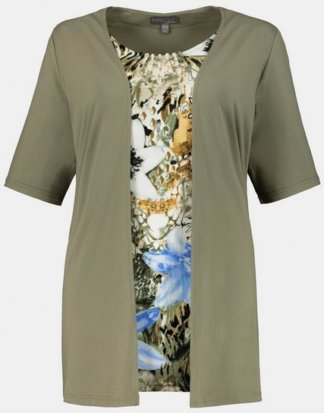 Ulla Popken T-Shirt 2-in-1-Shirt, Patch-Design, langer Halbarm, selection