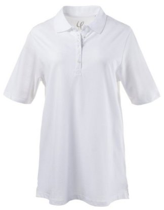 Ulla Popken T-Shirt Poloshirt, T-Shirt mit Samtband-Knopfleiste, Basic-Shirt, Polokragen, Baumwolle