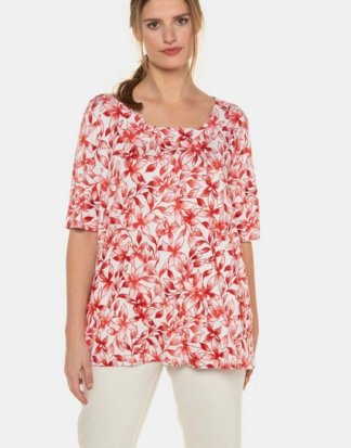 Ulla Popken T-Shirt Shirt, Blüten, Classic, Carree-Ausschnitt, selection