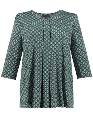 Ulla Popken T-Shirt Shirt Falten am Rundhalsausschnitt 3/4-Ärmel Passform: CLASSIC bis Größe 62+