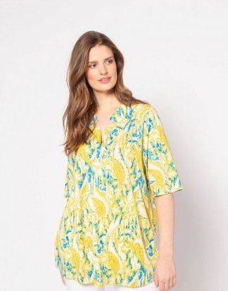 Ulla Popken T-Shirt Shirt, Paisley-Design, Revers-Ausschnitt, selection