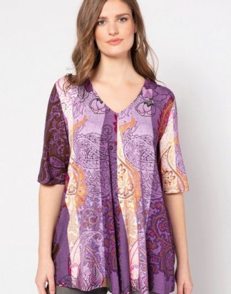 Ulla Popken T-Shirt Shirt, Paisley-Streifen, Unikat-Charakter, selection