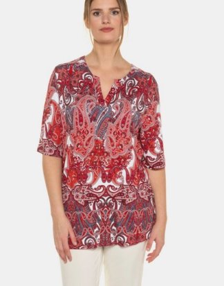 Ulla Popken T-Shirt Shirt, Paisleymuster, Classic, 3/4-Arm, selection