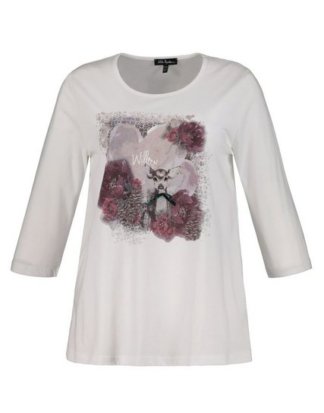 Ulla Popken T-Shirt Shirt, Rehkitz, Classic, Ziersteine, 3/4-Arm