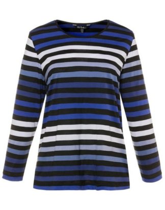 Ulla Popken T-Shirt Shirt, Ringel, Rundhalsausschnitt, reine Baumwolle