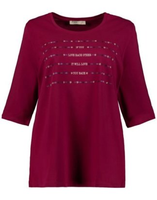 Ulla Popken T-Shirt Shirt, Statement, Classic, 3/4-Ärmel, Biobaumwolle