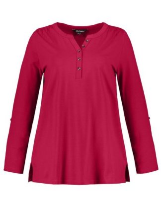 Ulla Popken T-Shirt Shirt, gekräuselte Schultern, Classic, Tunikaausschnitt
