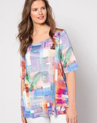 Ulla Popken T-Shirt Slinky-Shirt, Classic, Grafik-Design, Halbarm, selection