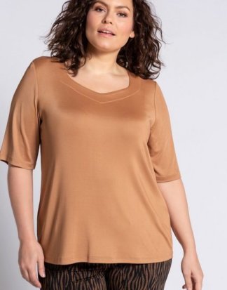 Ulla Popken T-Shirt Slinky-Shirt, Classic, herzförmiger Ausschnitt, selection
