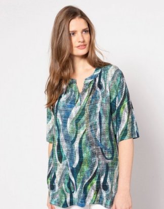 Ulla Popken T-Shirt T-Shirt, Classic, Color-Wellen, Halbarm, selection