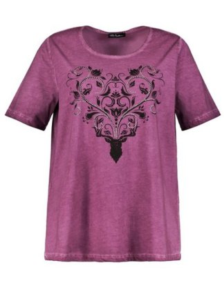 Ulla Popken T-Shirt T-Shirt, Hirsch mit Ziernieten, Halbarm