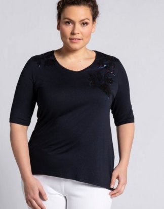 Ulla Popken T-Shirt T-Shirt, Pailletten, Classic, Halbarm, selection