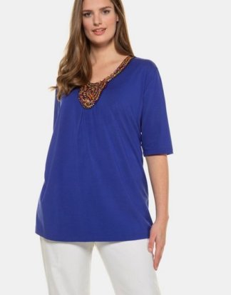 Ulla Popken T-Shirt T-Shirt, Perlenstickerei, A-Line, selection