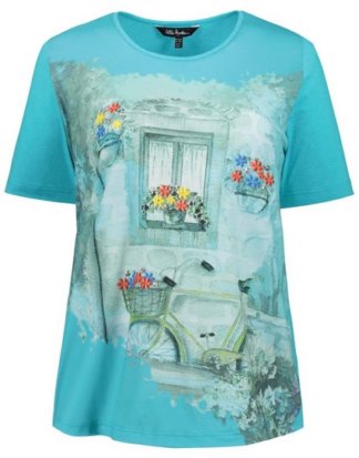 Ulla Popken T-Shirt bis 62+ T-Shirt Rundhals Halbarm Ziersteine