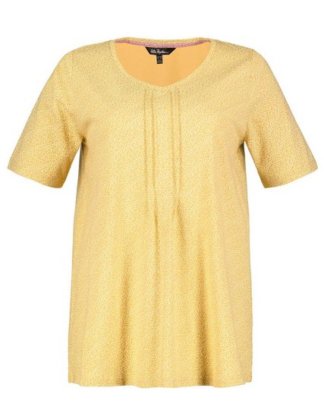 Ulla Popken T-Shirt bis 62+ V-Shirt Streublümchen Biesen Halbarm