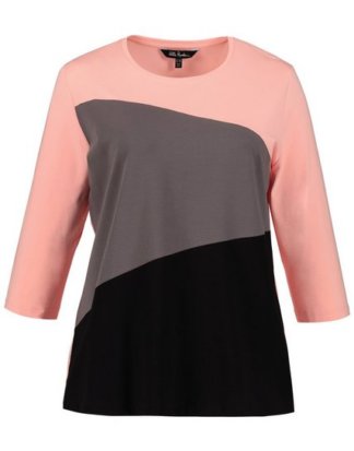 Ulla Popken T-Shirt bis 64, Shirt, grafisches Colorblocking, Rundhalsauschnitt, 3/4-Ärmel, bequeme Passform