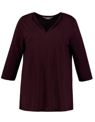 Ulla Popken T-Shirt bis 64, Shirt mit Zierband, 3/4-Ärmel, bequeme Passform
