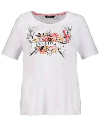 Ulla Popken T-Shirt bis 64, T-Shirt mit Trachten-Motiv, Zierschleife, Metallic-Schriftzug ALPEN MADL, Rundhalsausschnitt, Halbarm