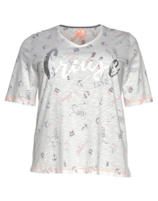 VIA APPIA DUE T-Shirt mit silberfarbenem Folienschriftzug