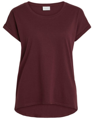 VILA Rundhalsausschnitt Basic T-shirt Damen Rot