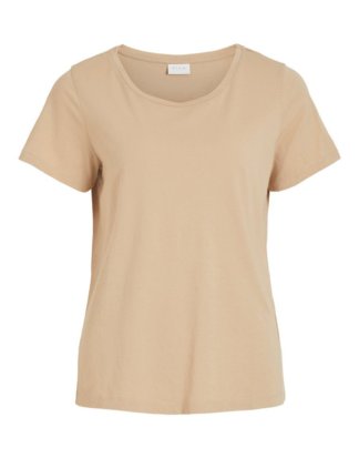 VILA Rundhalsausschnitt T-shirt Damen Beige