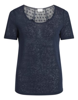 VILA Rückenspitzendetail T-shirt Damen Blau