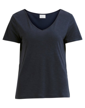 VILA V-ausschnitt T-shirt Damen Blau