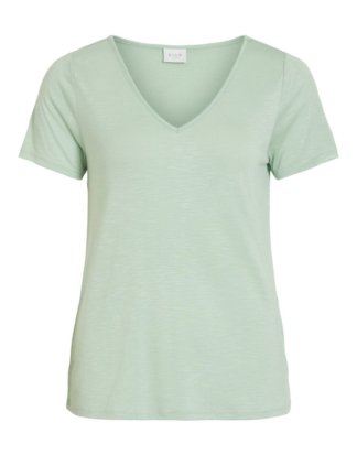 VILA V-ausschnitt T-shirt Damen Grün