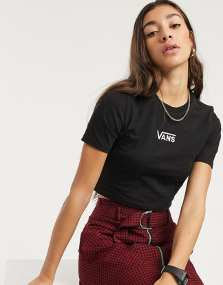 Vans - Drop V - Schwarzes T-Shirt im kurzen Schnitt, exklusiv bei ASOS