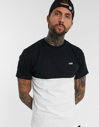 Vans - T-Shirt mit Farbblock-Design in Schwarz/Creme, exklusiv bei ASOS