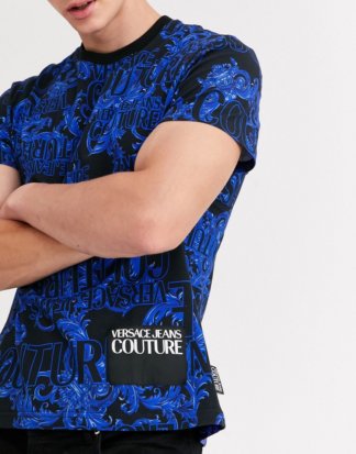 Versace Jeans - Couture - T-Shirt mit Barock-Print-Blau