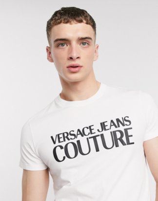 Versace Jeans - Couture - Weißes T-Shirt mit erhabenem Logo