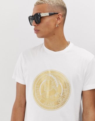Versace Jeans - Couture - Weißes T-Shirt mit goldenem Logo