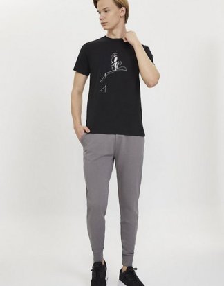 WESTMARK LONDON T-Shirt "Black Line Art Tee" aus organischer Baumwolle mit Lineart-Print in der Front
