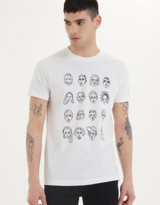 WESTMARK LONDON T-Shirt "Faces Tee" mit Lineart Print und Stickereien