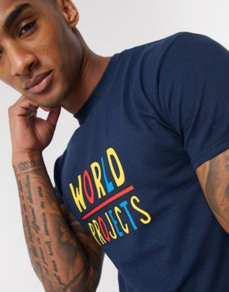 World Projects - T-Shirt mit bedruckter Rückseite-Navy