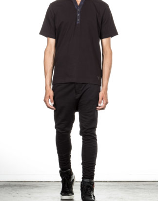 Y-3 T-Shirt mit Knopfleiste schwarz