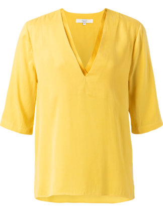 Yaya Shirt, 3/4-Arm, V-Ausschnitt gelb