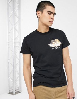 ZFiorucci - Schwarzes T-Shirt mit kleinem Engel-Logo